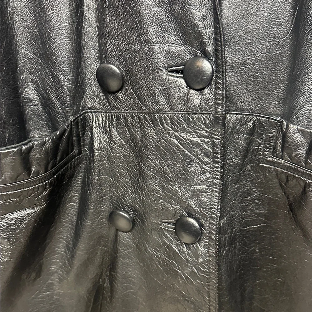 Vintage International Leather Collection size Large Women’s Black Trench Coat